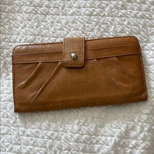 HOBO Cognac Leather Snap Wallet